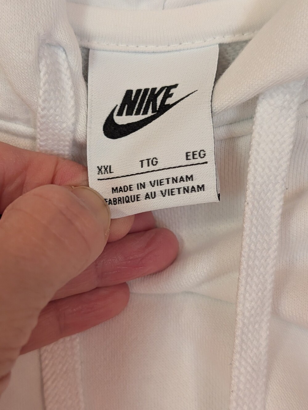 Nike Women's Essential Fleece White Cropped Hoodie High Low Hem Size XXL - Picture 7 of 8